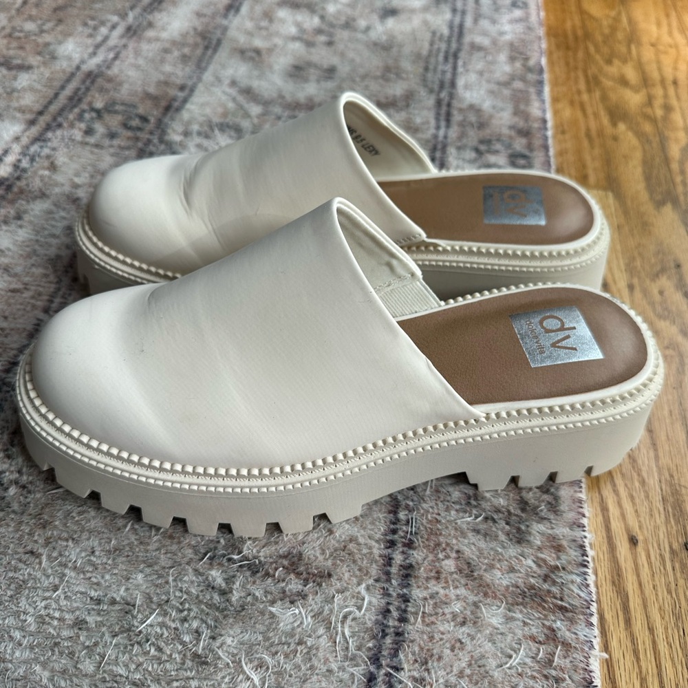 Dolce Vita White Chunky Sole Mules